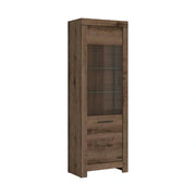 Vitrina BALIN, stejar, PAL/sticla, cu iluminare LED, 68x40x197 cm