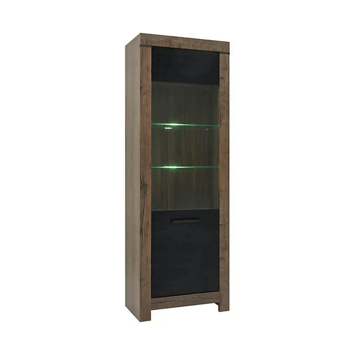 Vitrina BALIN, stejar, PAL/sticla, cu iluminare LED, 68x40x197 cm