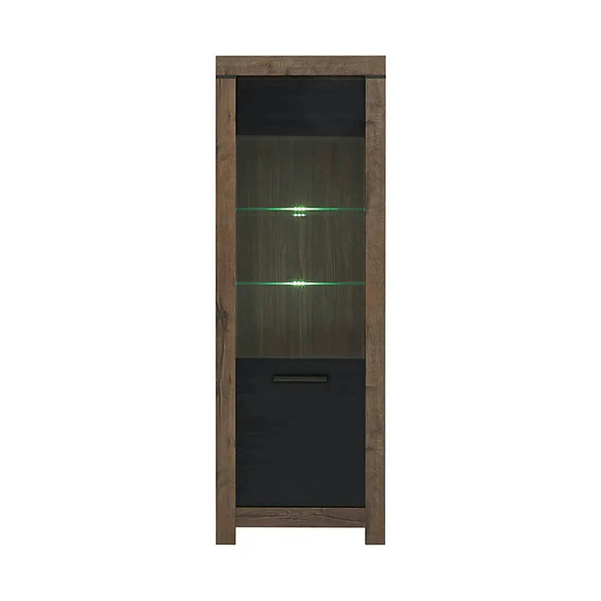 Vitrina BALIN, stejar, PAL/sticla, cu iluminare LED, 68x40x197 cm