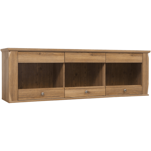 Vitrina BERGEB SFW3W, stejar, PAL/sticla securizata, 156x34x50 cm