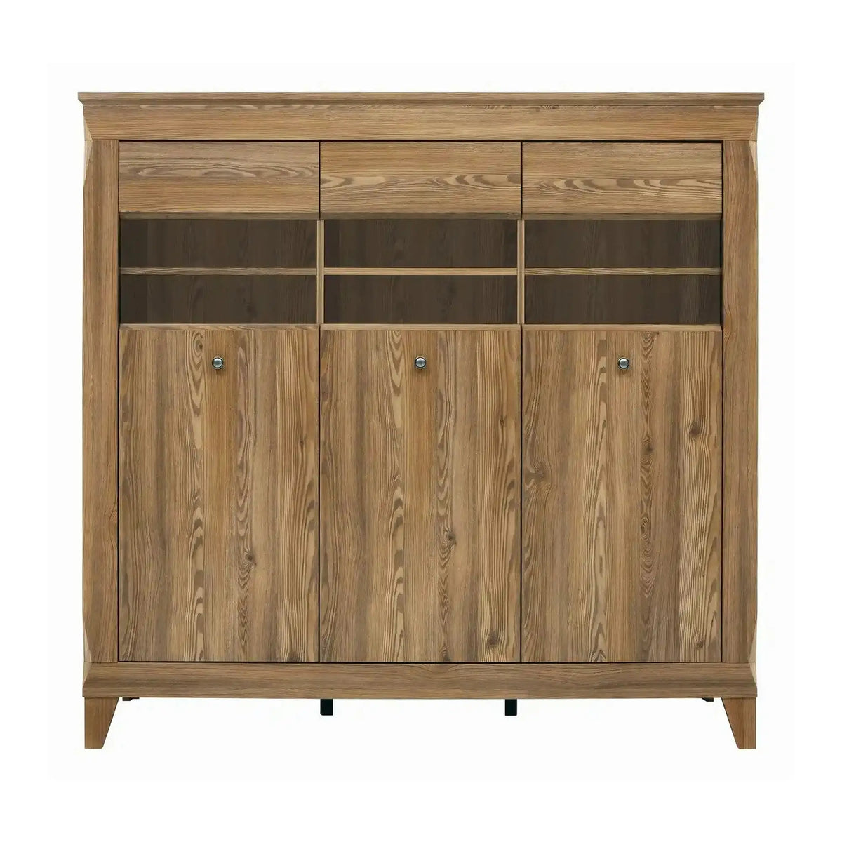 Vitrina BERGEN REG3W, stejar, PAL/sticla securizata, 156x47x151 cm