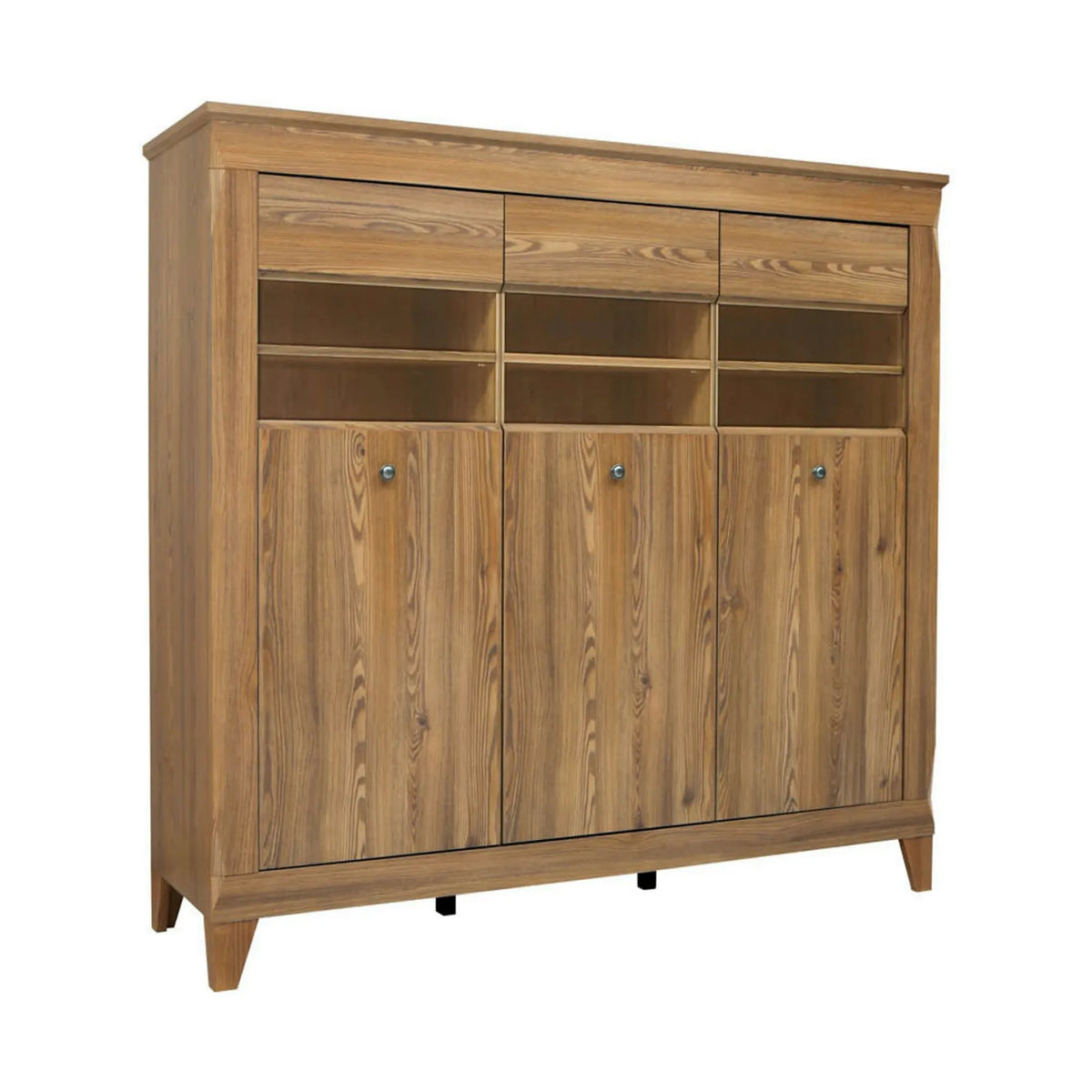 Vitrina BERGEN REG3W, stejar, PAL/sticla securizata, 156x47x151 cm