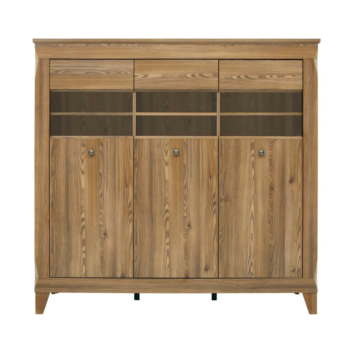 Vitrina BERGEN REG3W, stejar, PAL/sticla securizata, 156x47x151 cm