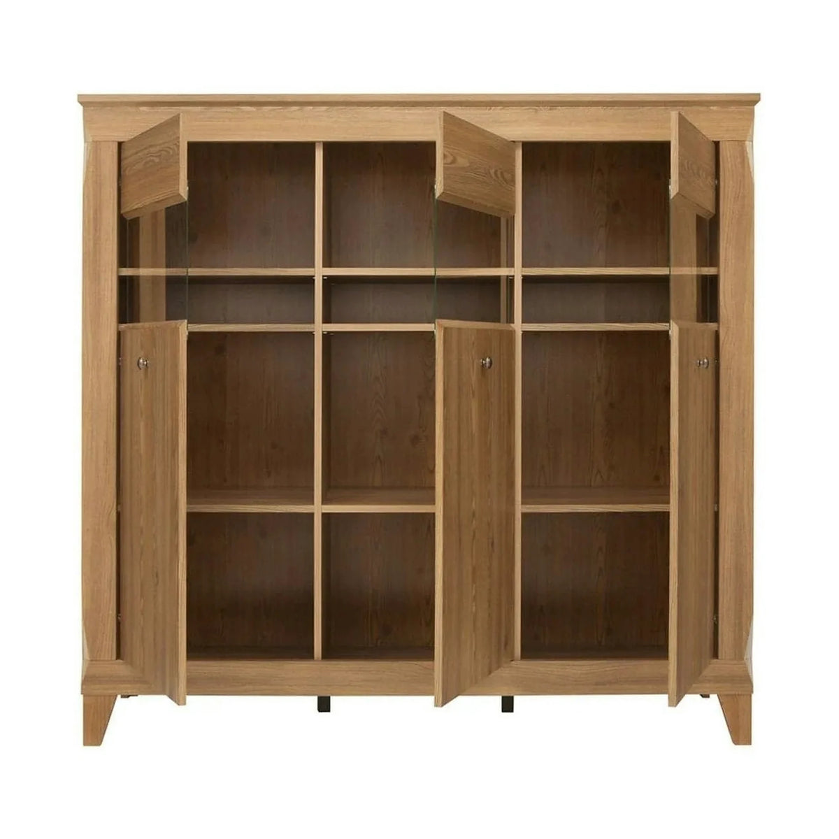 Vitrina BERGEN REG3W, stejar, PAL/sticla securizata, 156x47x151 cm