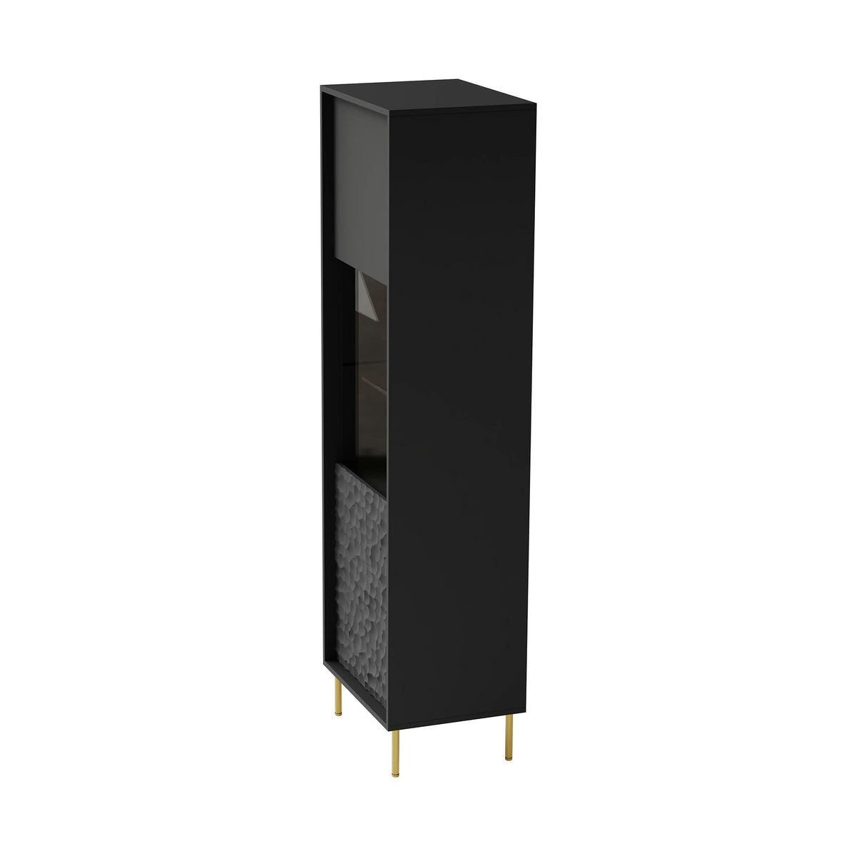 Vitrina BULLET, negru mat, PAL, 55x41x185 cm
