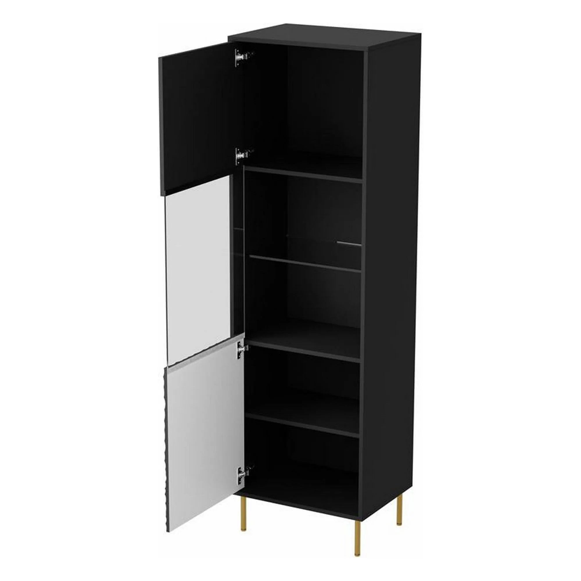 Vitrina BULLET, negru mat, PAL, 55x41x185 cm