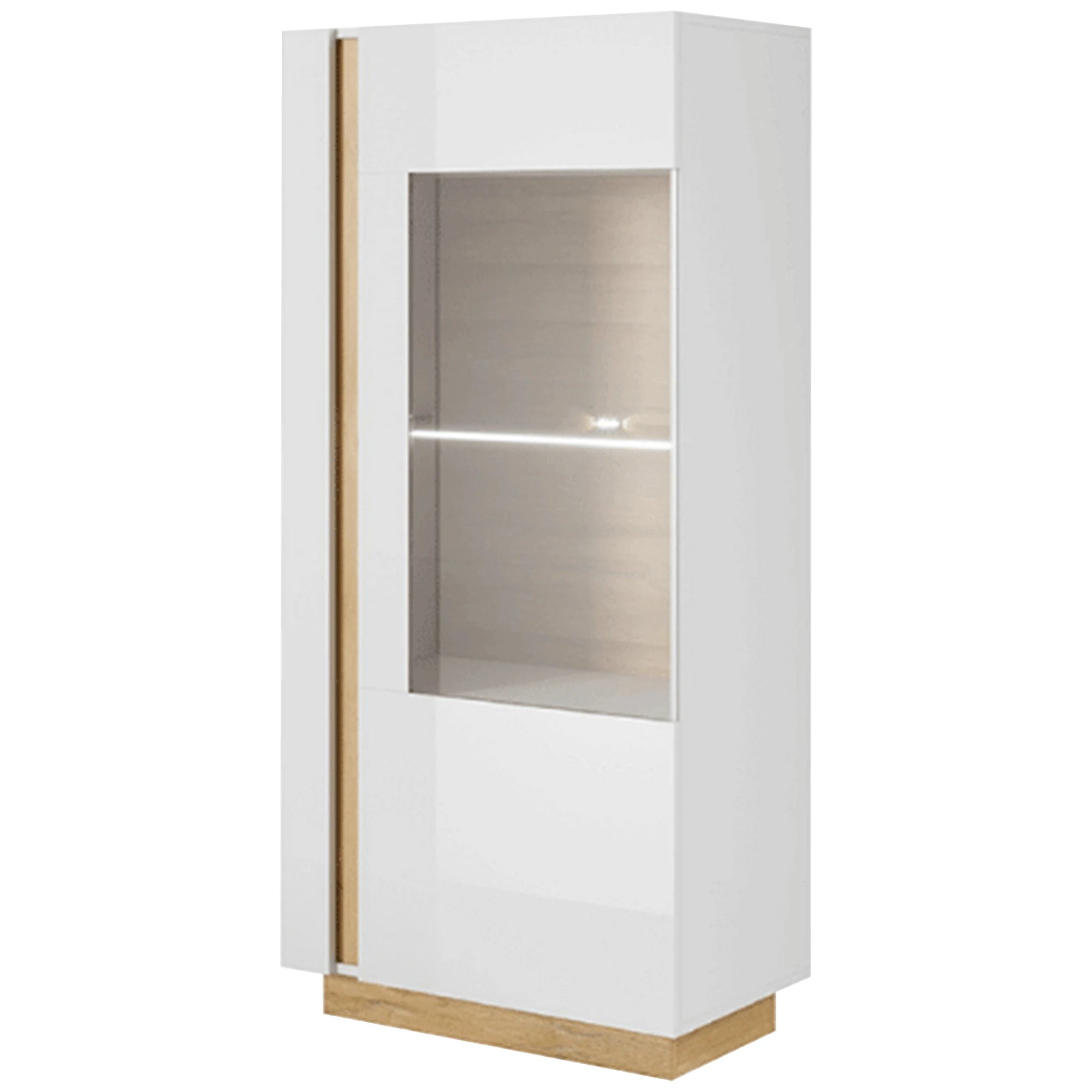 Vitrina CITY, alb/stejar, PAL melaminat/sticla, 72x40x154 cm