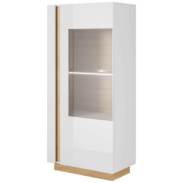 Vitrina CITY, alb/stejar, PAL melaminat/sticla, 72x40x154 cm