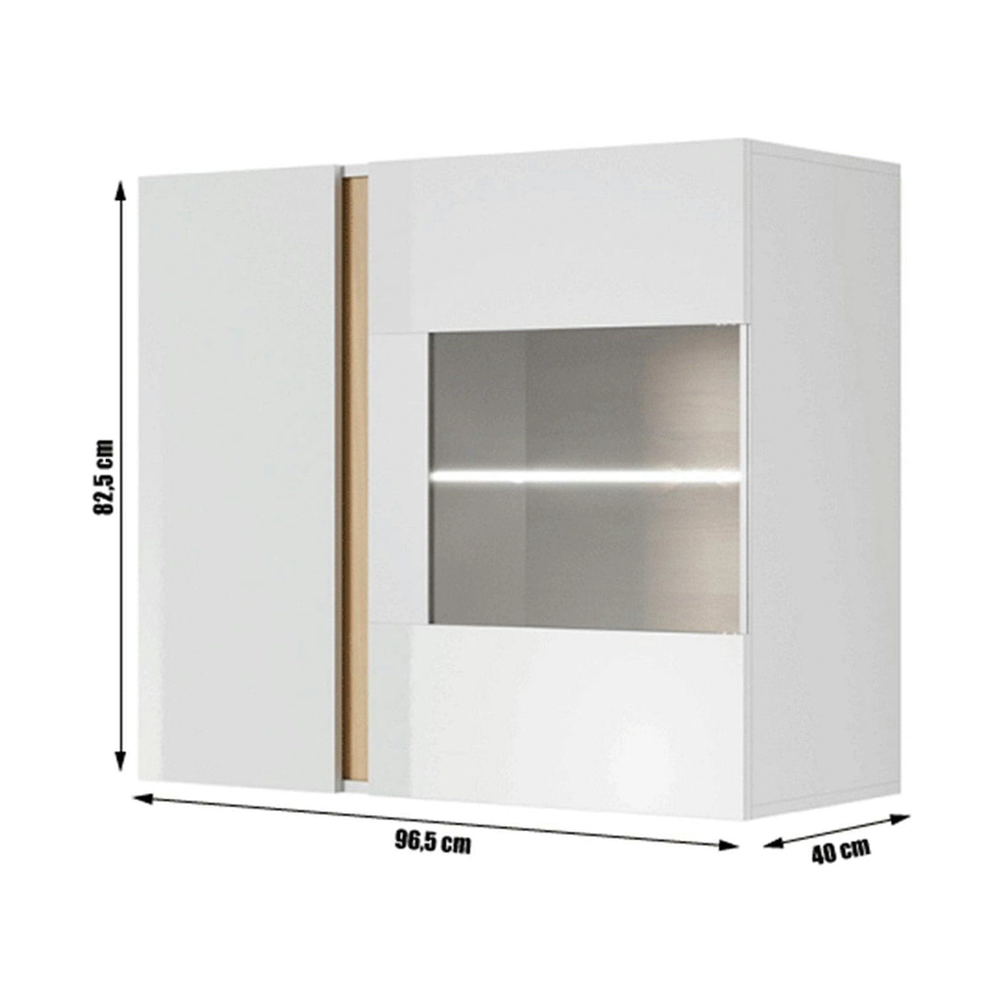 Vitrina CITY, alb/stejar, PAL melaminat/sticla, 97x40x83 cm