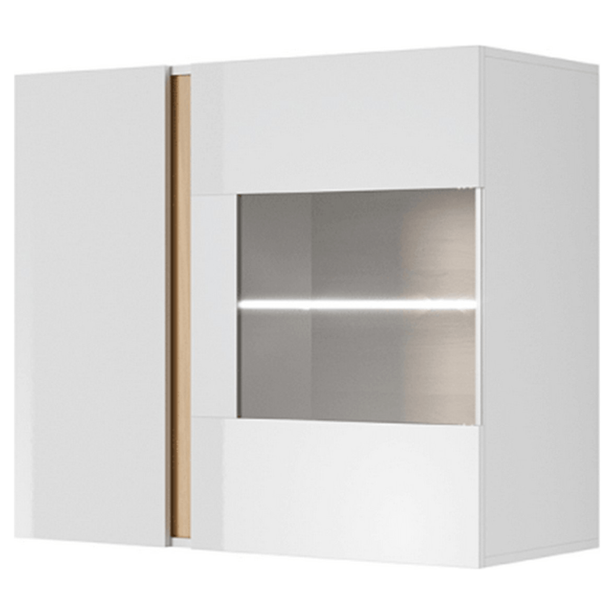 Vitrina CITY, alb/stejar, PAL melaminat/sticla, 97x40x83 cm