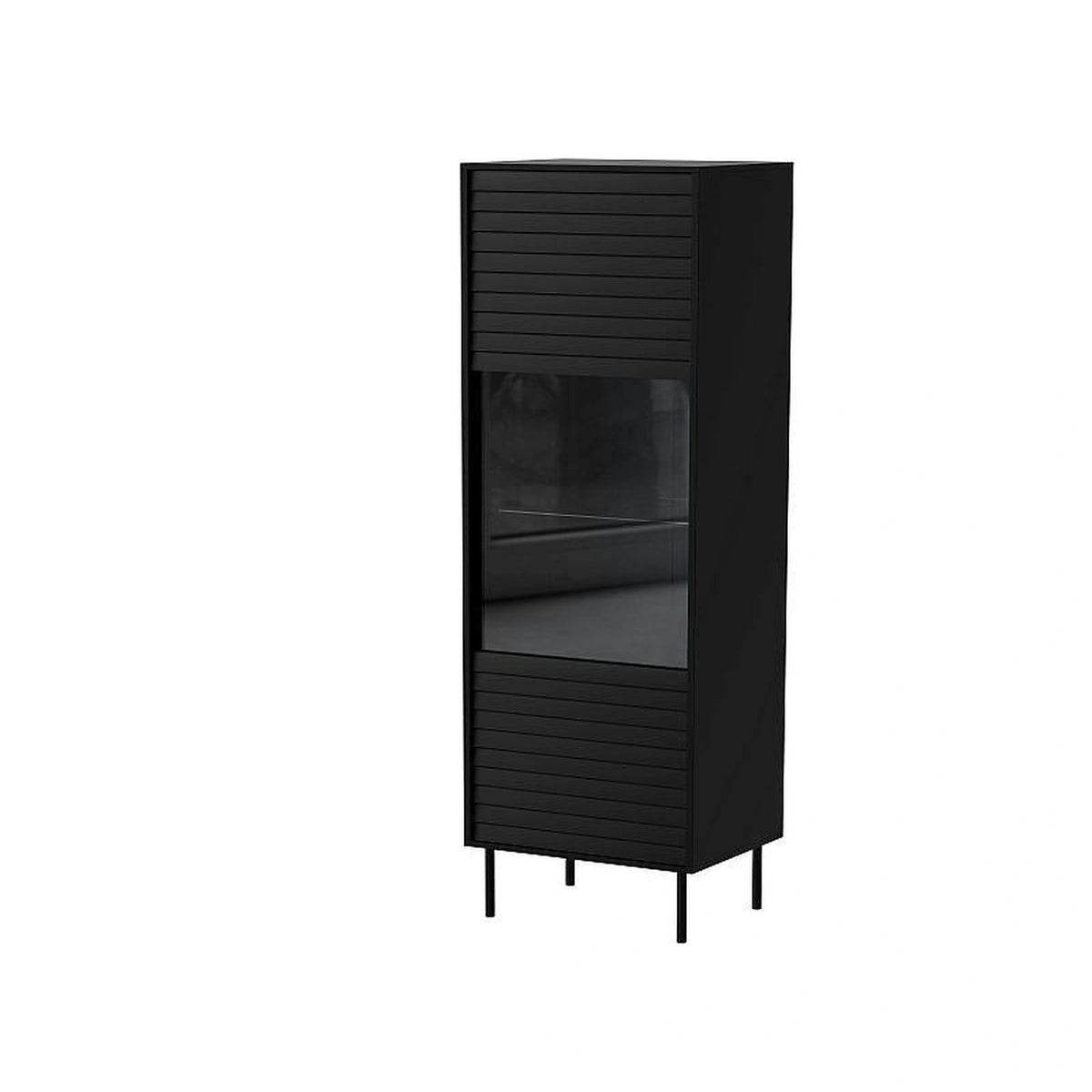 Vitrina CORTINA, negru, PAL laminat/sticla, 53x40x182 cm