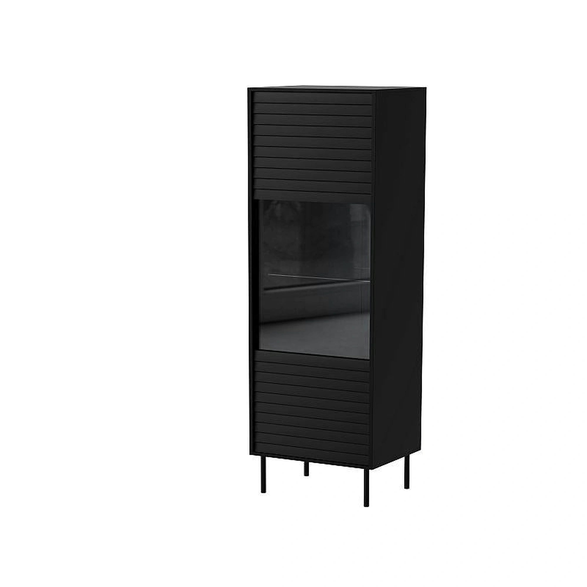 Vitrina CORTINA, negru, PAL laminat/sticla, 53x40x182 cm