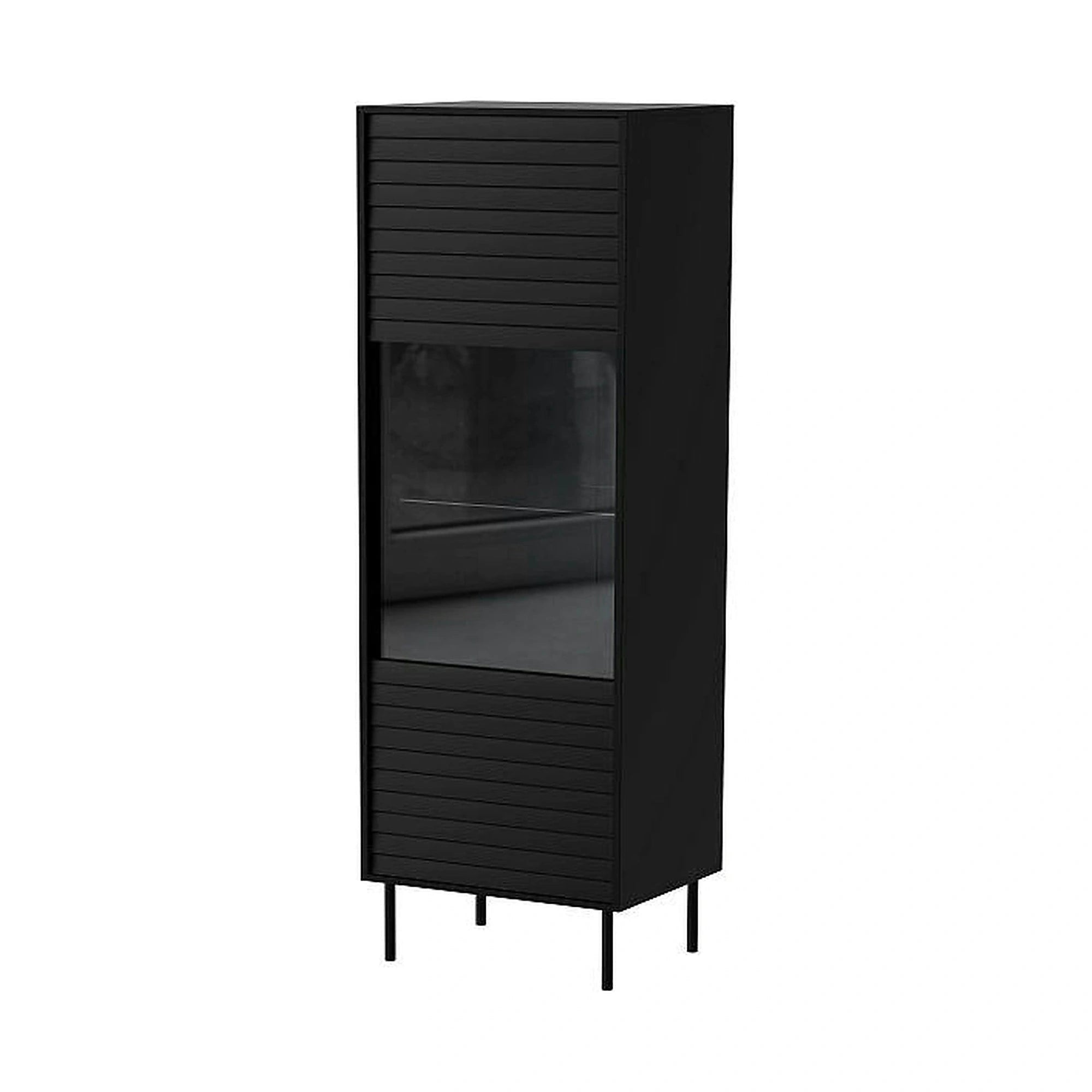 Vitrina CORTINA, negru, PAL laminat/sticla, 53x40x182 cm