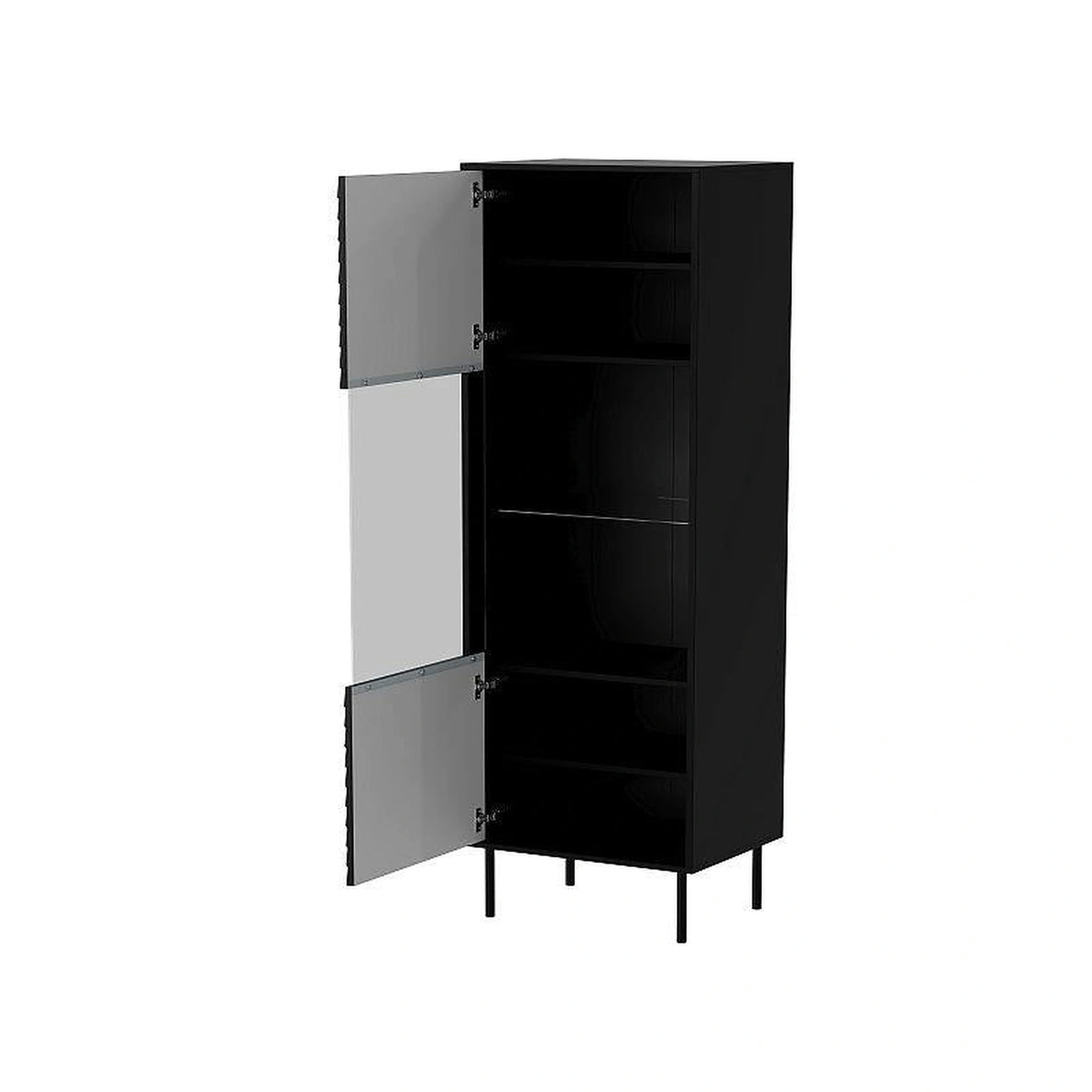 Vitrina CORTINA, negru, PAL laminat/sticla, 53x40x182 cm