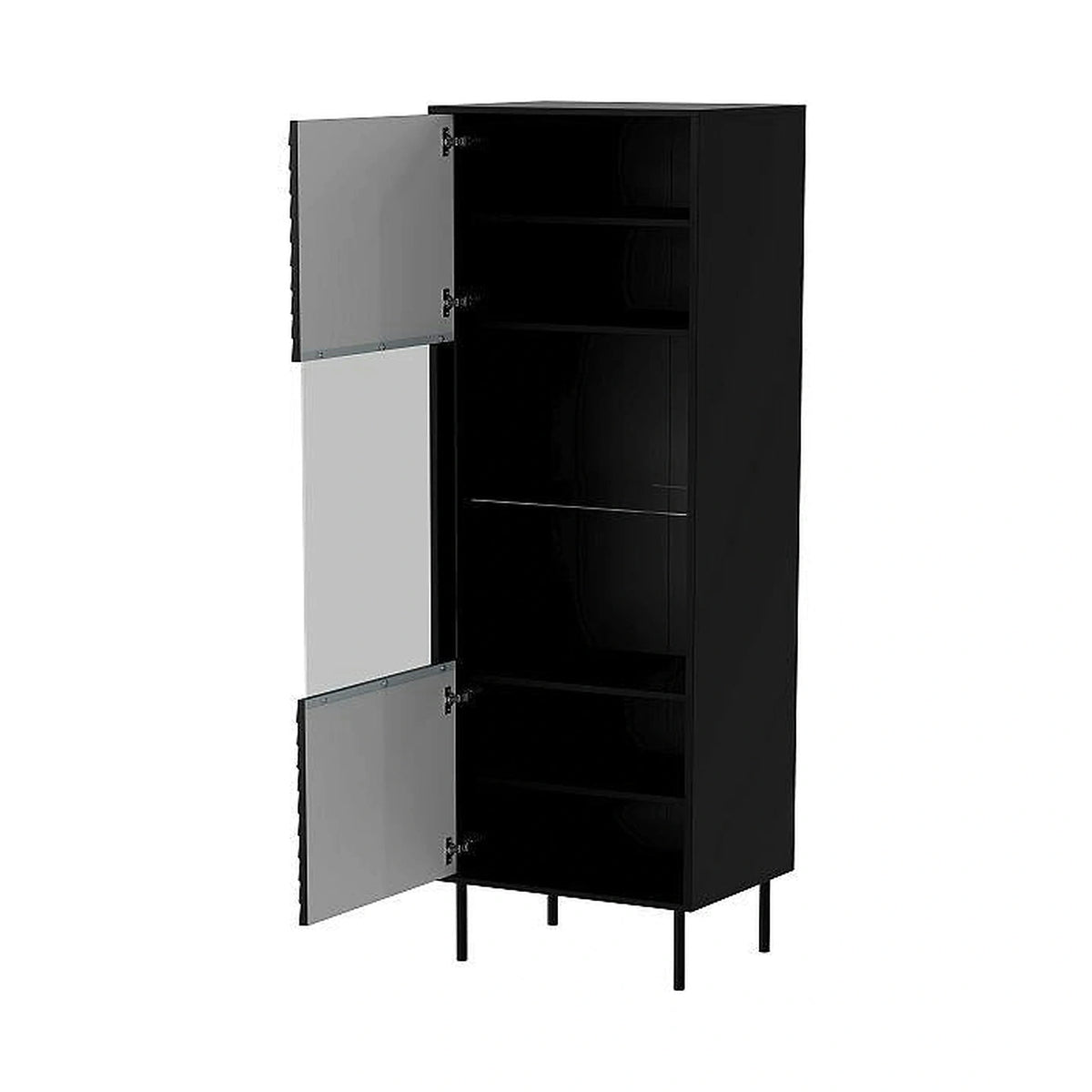 Vitrina CORTINA, negru, PAL laminat/sticla, 53x40x182 cm