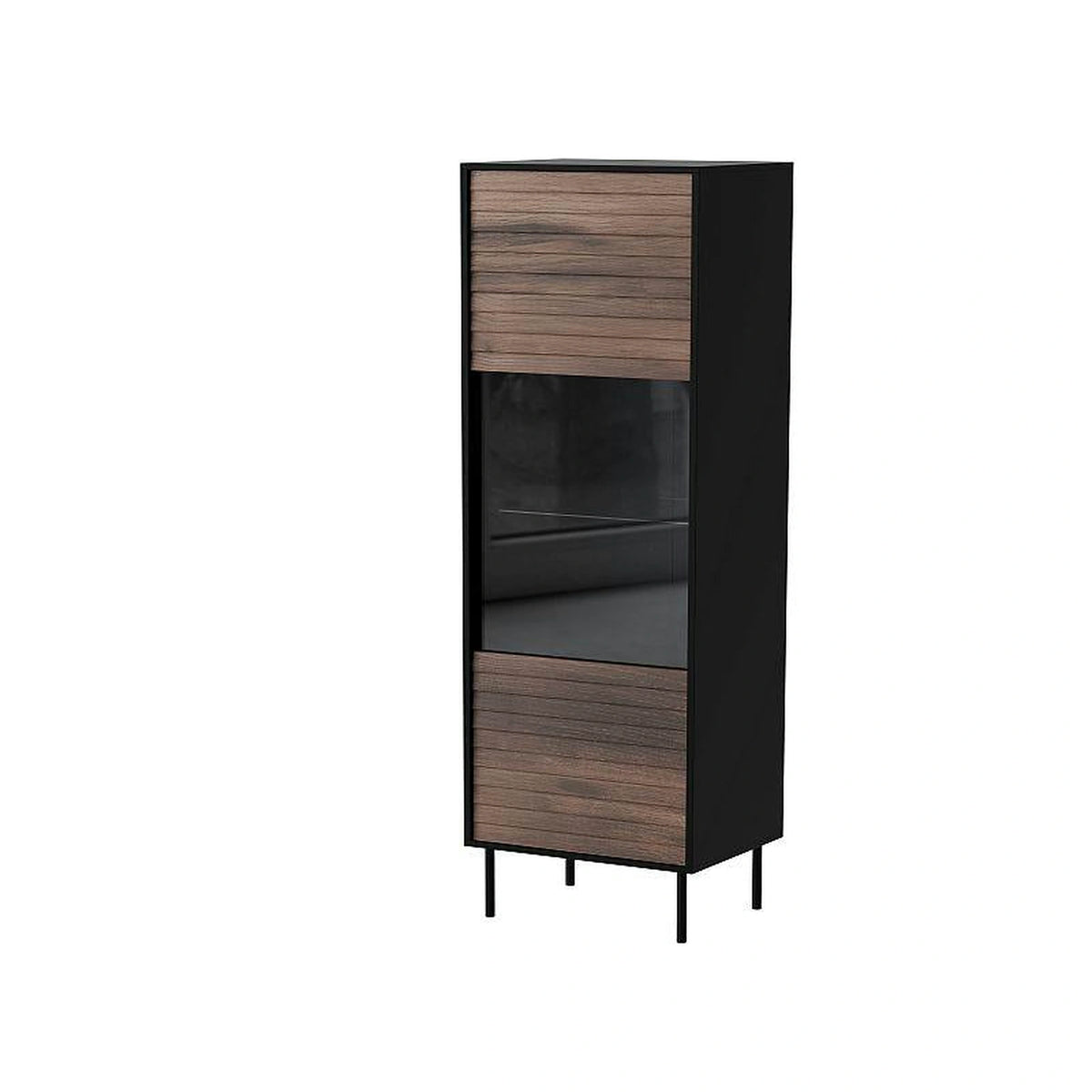 Vitrina CORTINA, nuc/negru, PAL laminat/sticla, 53x40x182 cm