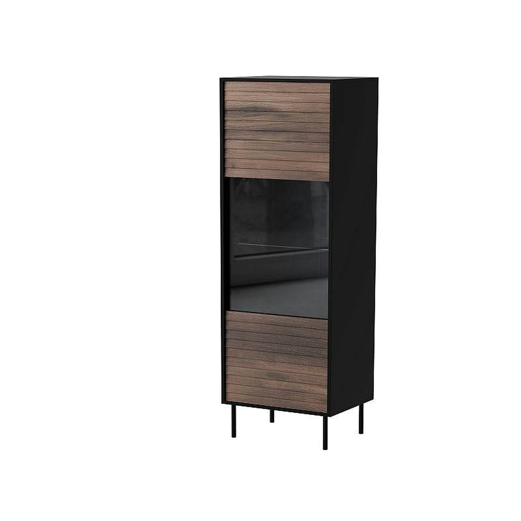 Vitrina CORTINA, nuc/negru, PAL laminat/sticla, 53x40x182 cm