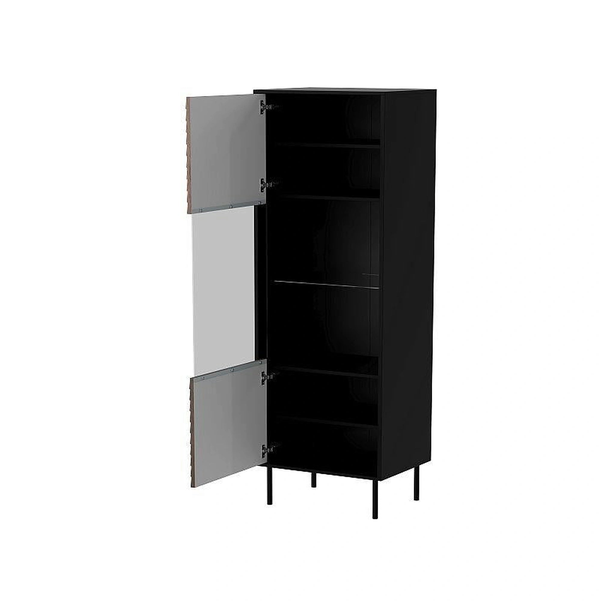 Vitrina CORTINA, nuc/negru, PAL laminat/sticla, 53x40x182 cm