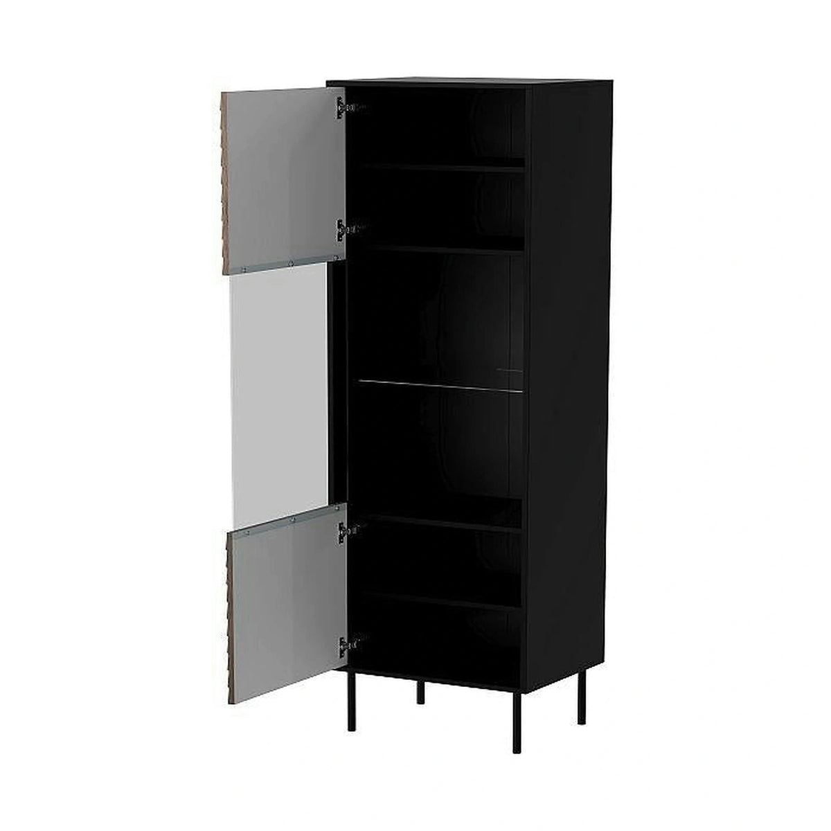 Vitrina CORTINA, nuc/negru, PAL laminat/sticla, 53x40x182 cm