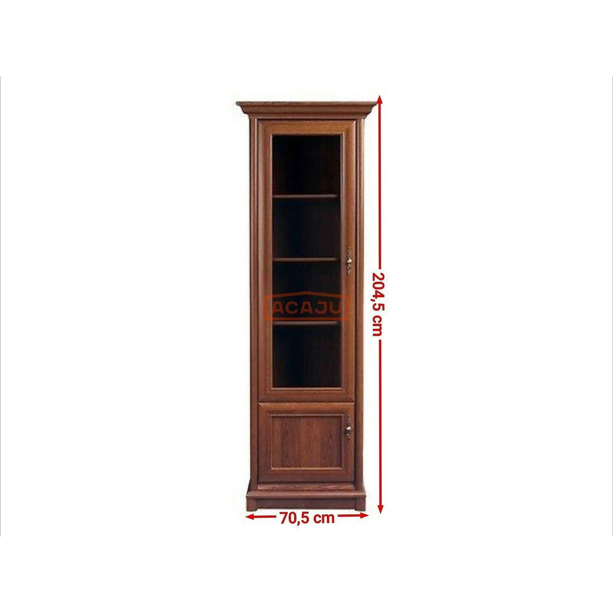 Vitrina de living KENT dreapta, castan, PAL/sticla securizata, 71x43x205 cm