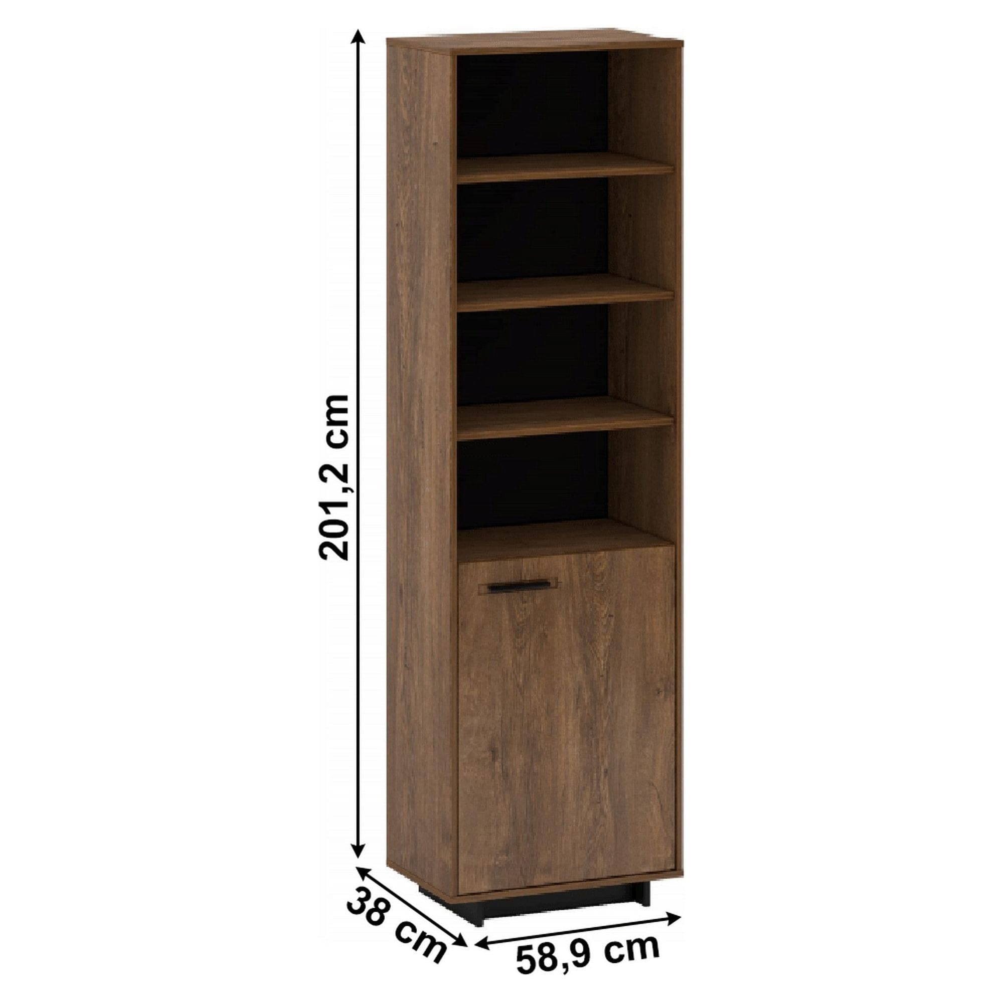Vitrina DELIS DR, stejar bolzano, 59x38x201 cm