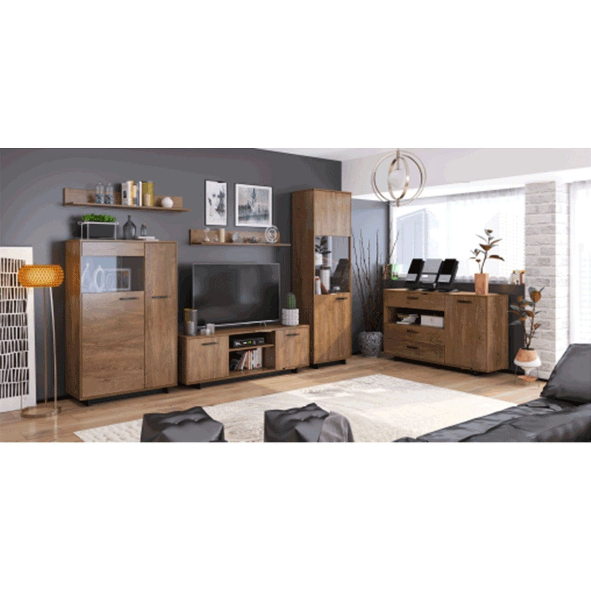 Vitrina DELIS DR, stejar bolzano, 59x38x201 cm