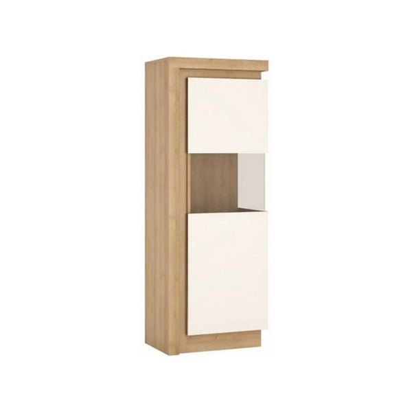 Vitrina LEONARDO LYOV01P, stejar rivierra/alb lucios, PAL melaminat, 60x42x164 cm