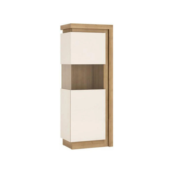 Vitrina LEONARDO LYOV01L, stejar rivierra/alb lucios, PAL melaminat, 60x42x164 cm