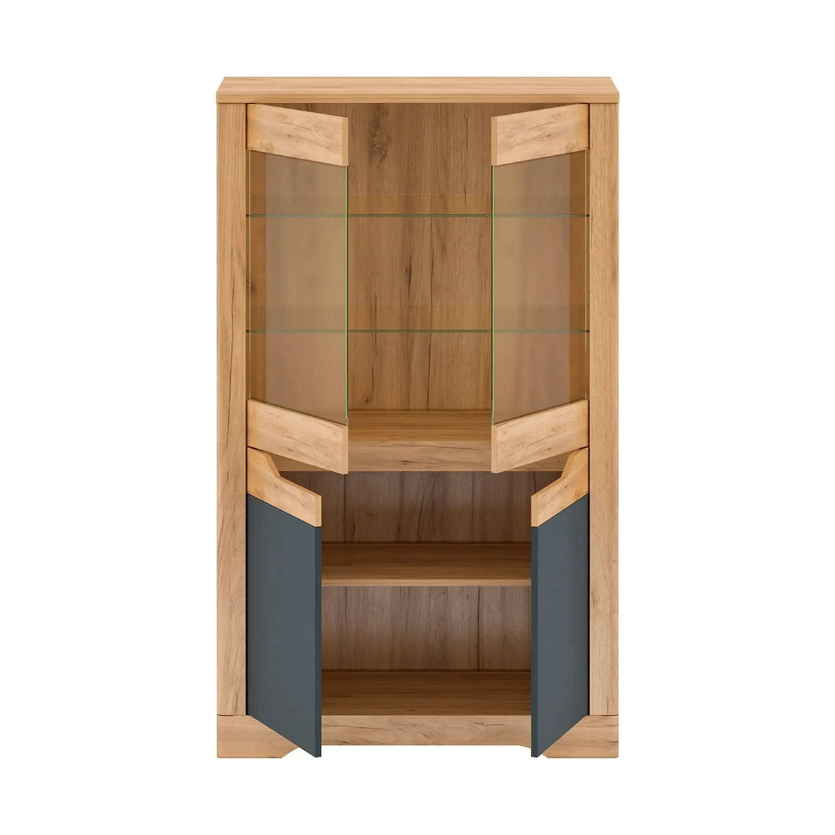 Vitrina FIDEL C, stejar artisan/gri grafit, PAL laminat, 95x42x160 cm