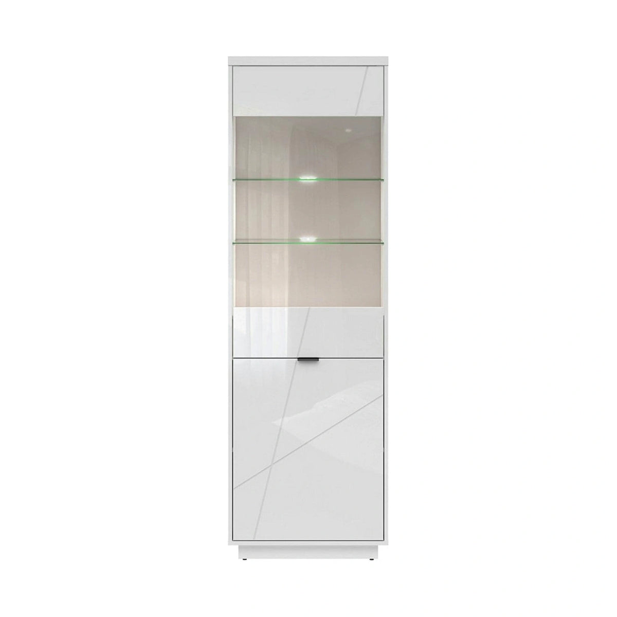 Vitrina FORN, alb lucios, PAL melaminat/sticla securizata, 64x43x201 cm