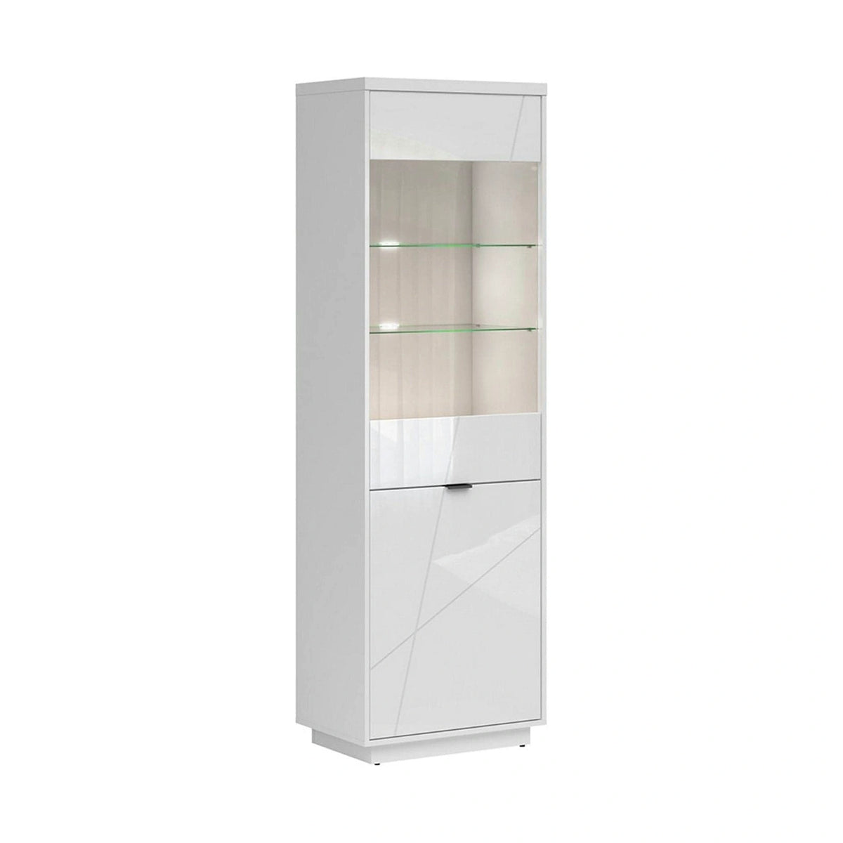 Vitrina FORN, alb lucios, PAL melaminat/sticla securizata, 64x43x201 cm