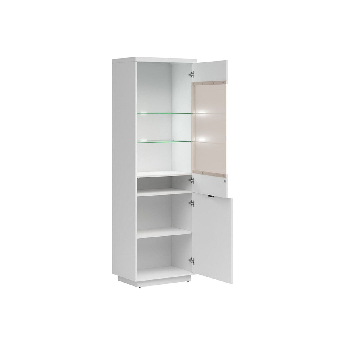 Vitrina FORN, alb lucios, PAL melaminat/sticla securizata, 64x43x201 cm