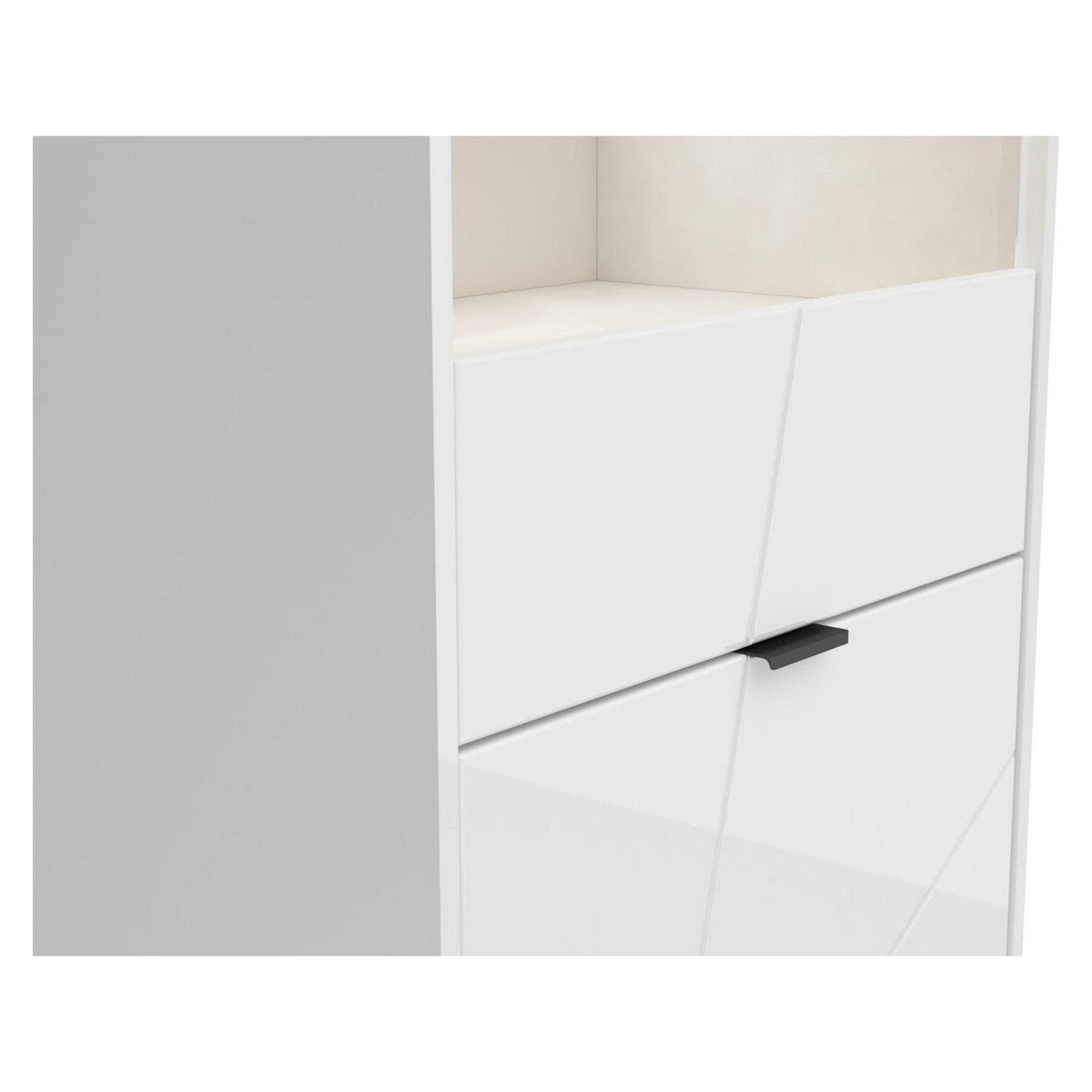 Vitrina FORN, alb lucios, PAL melaminat/sticla securizata, 64x43x201 cm