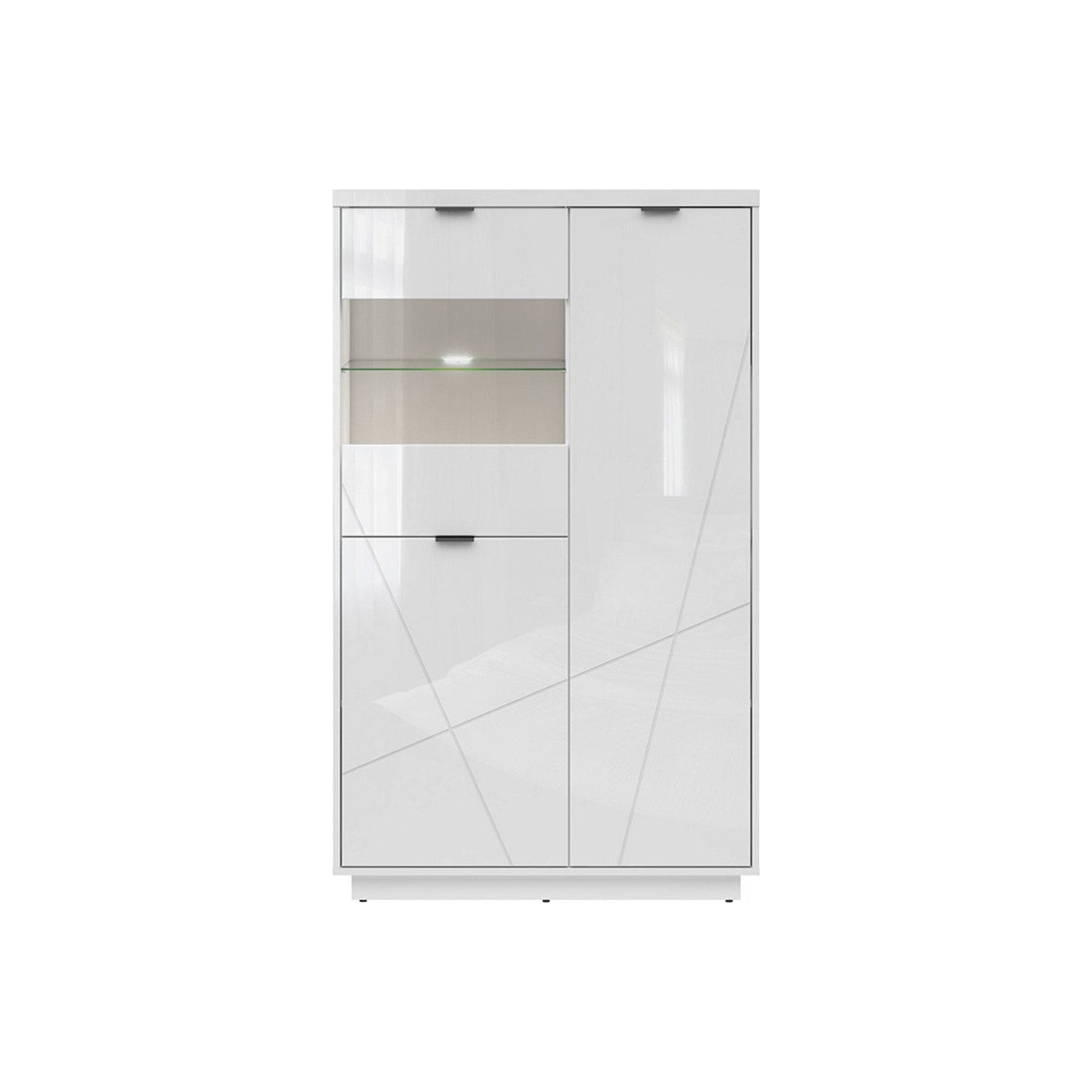 Vitrina FORN, alb lucios, PAL melaminat/sticla securizata, 94x43x157 cm
