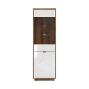 Vitrina FORN, nuc/alb lucios, PAL melaminat/sticla securizata, 64x43x201 cm