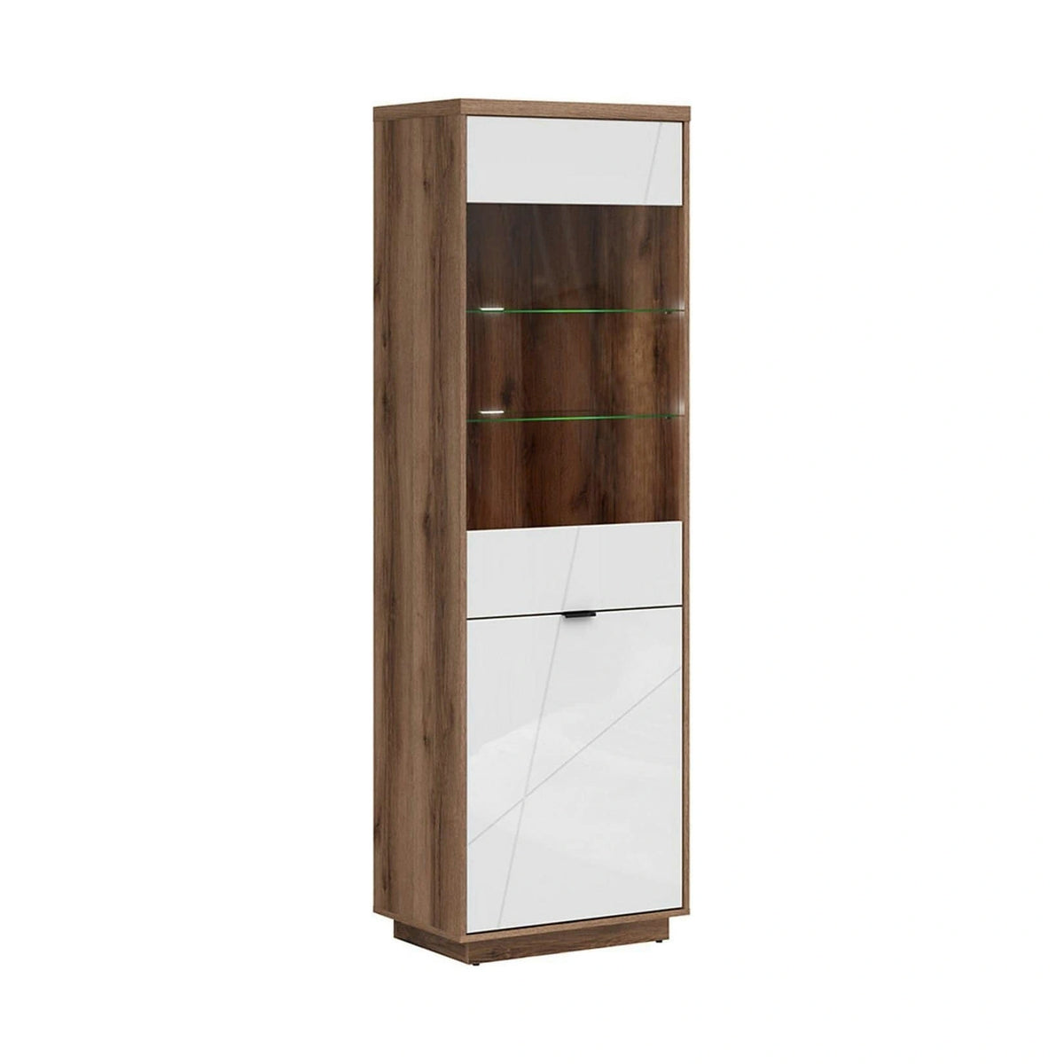Vitrina FORN, nuc/alb lucios, PAL melaminat/sticla securizata, 64x43x201 cm