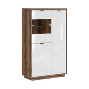 Vitrina FORN, nuc/alb lucios, PAL melaminat/sticla securizata, 94x43x157 cm