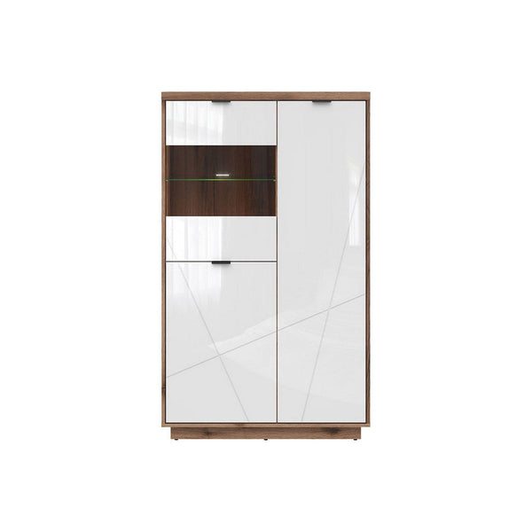 Vitrina FORN, nuc/alb lucios, PAL melaminat/sticla securizata, 94x43x157 cm
