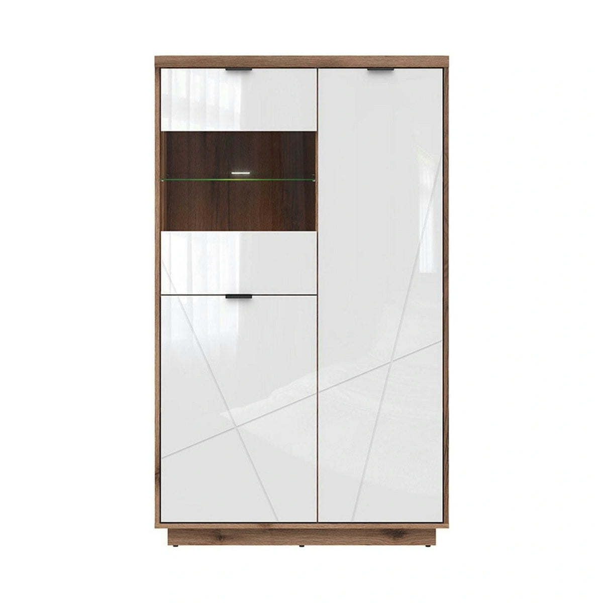 Vitrina FORN, nuc/alb lucios, PAL melaminat/sticla securizata, 94x43x157 cm