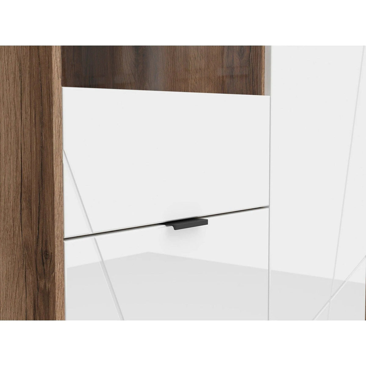 Vitrina FORN, nuc/alb lucios, PAL melaminat/sticla securizata, 94x43x157 cm