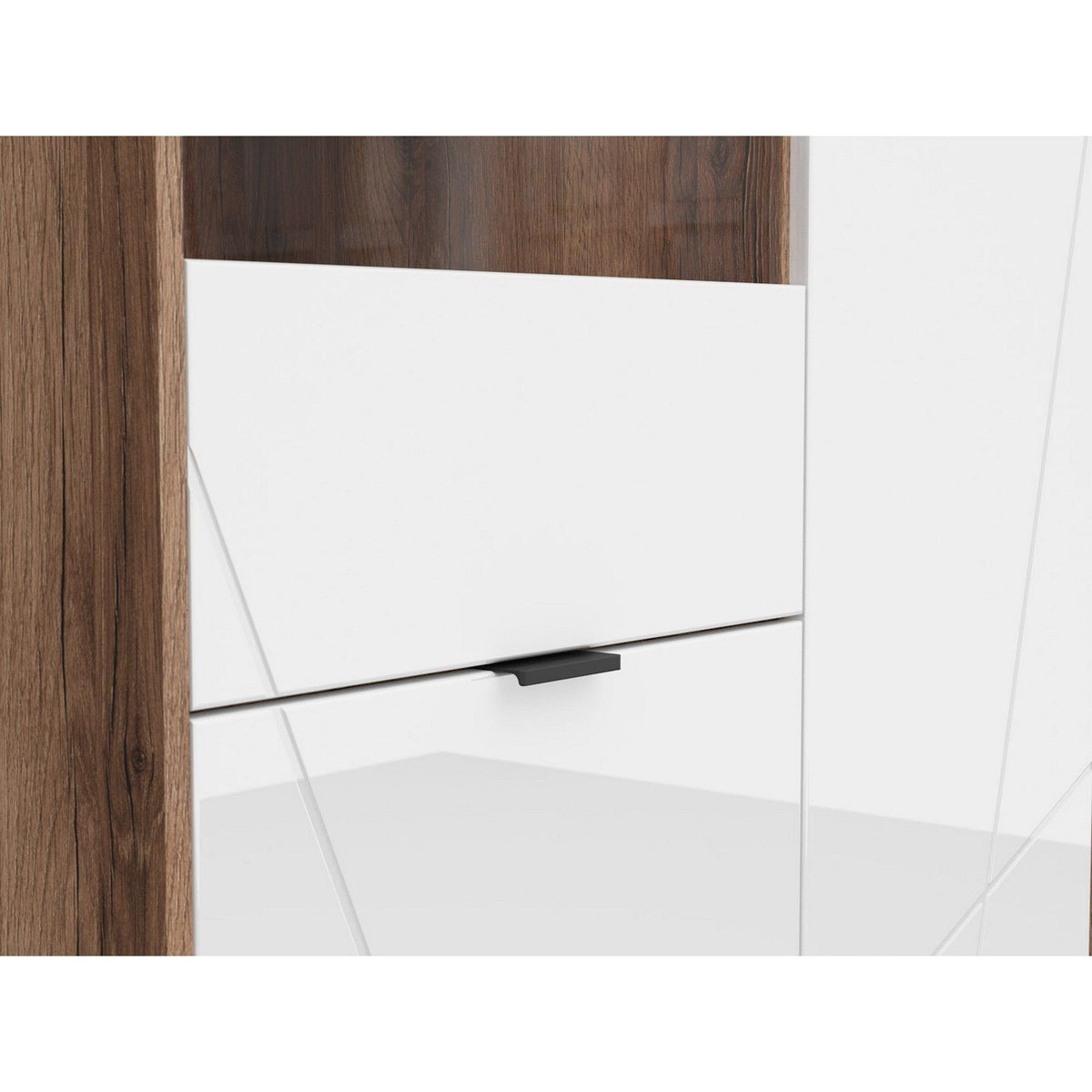 Vitrina FORN, nuc/alb lucios, PAL melaminat/sticla securizata, 94x43x157 cm