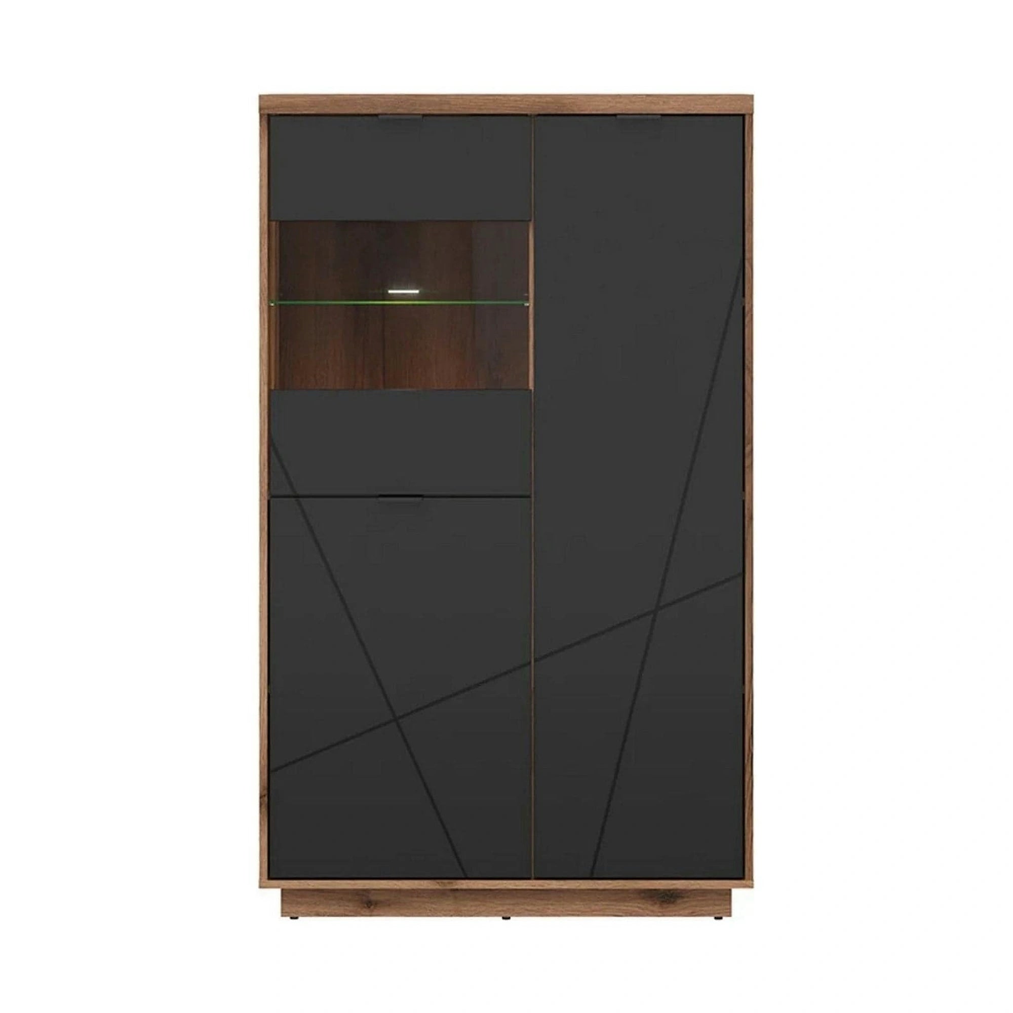 Vitrina FORN, nuc/negru mat, PAL melaminat/sticla securizata, 94x43x157 cm