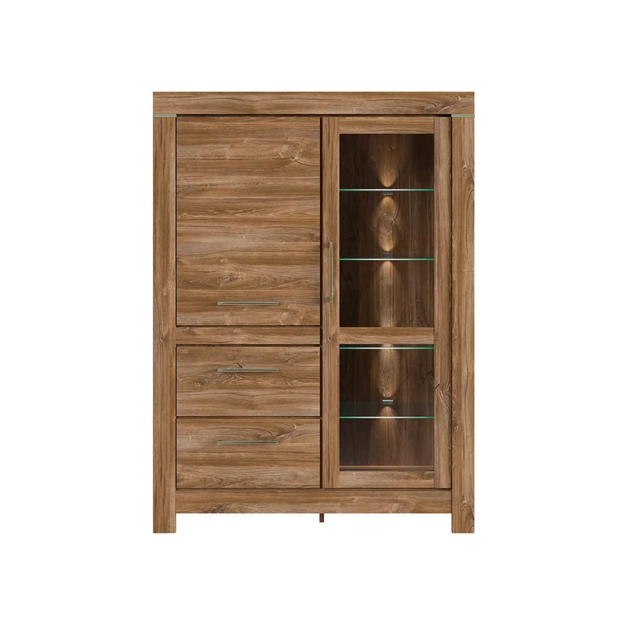 Vitrina GENT, stejar stirling, PAL, cu iluminare LED, 115x42x159 cm