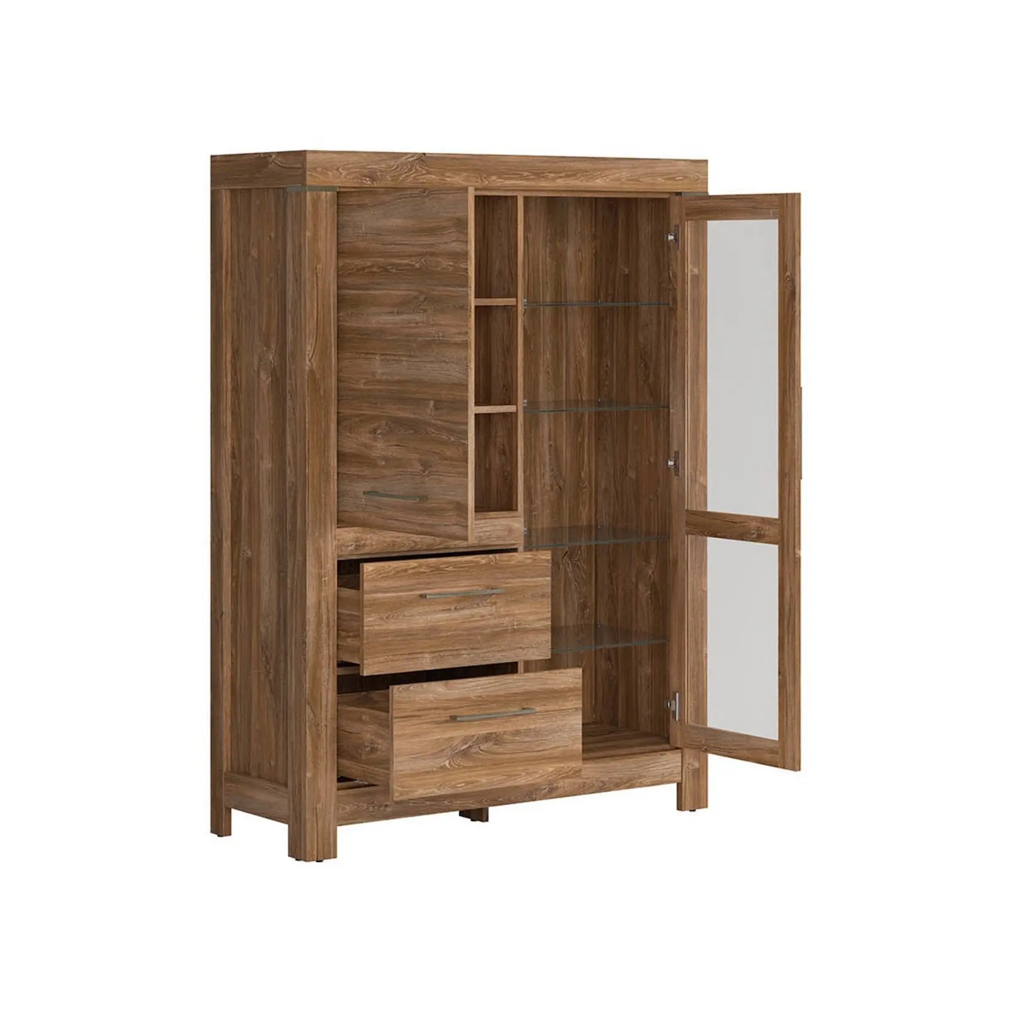 Vitrina GENT, stejar stirling, PAL, cu iluminare LED, 115x42x159 cm