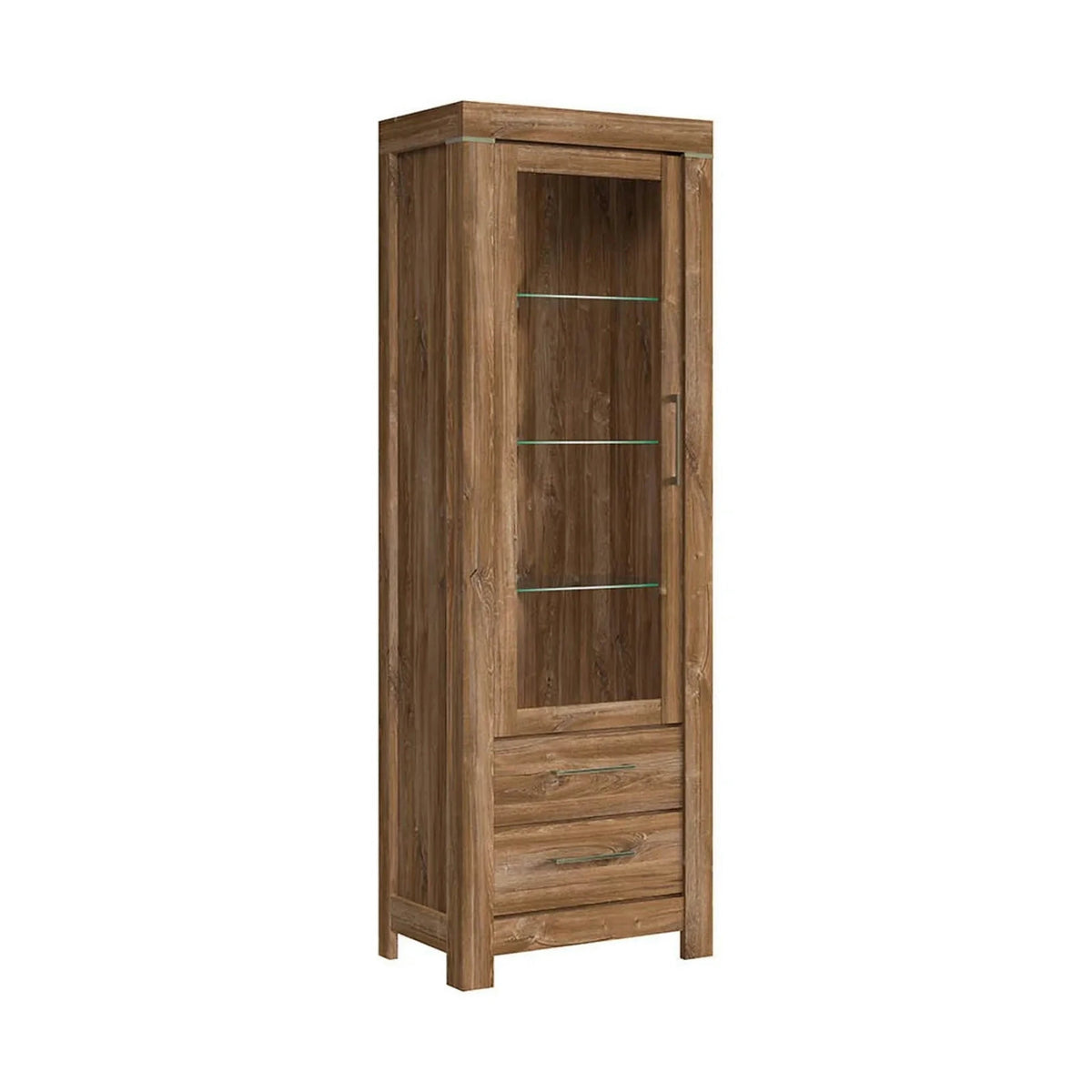 Vitrina GENT, stejar stirling, PAL laminat, cu iluminare LED, 68x42x201 cm