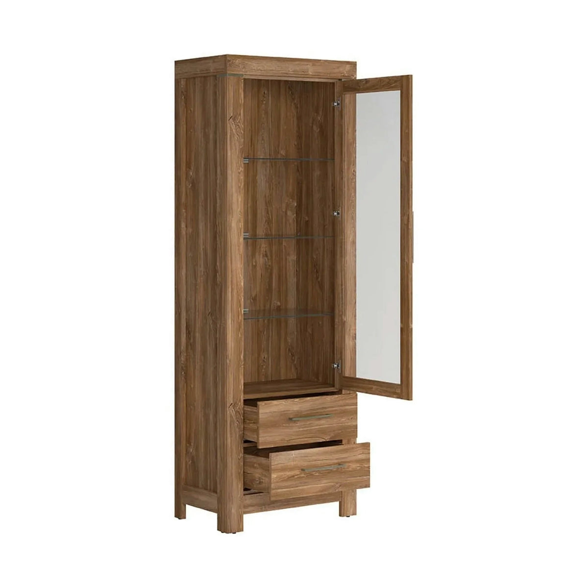 Vitrina GENT, stejar stirling, PAL laminat, cu iluminare LED, 68x42x201 cm