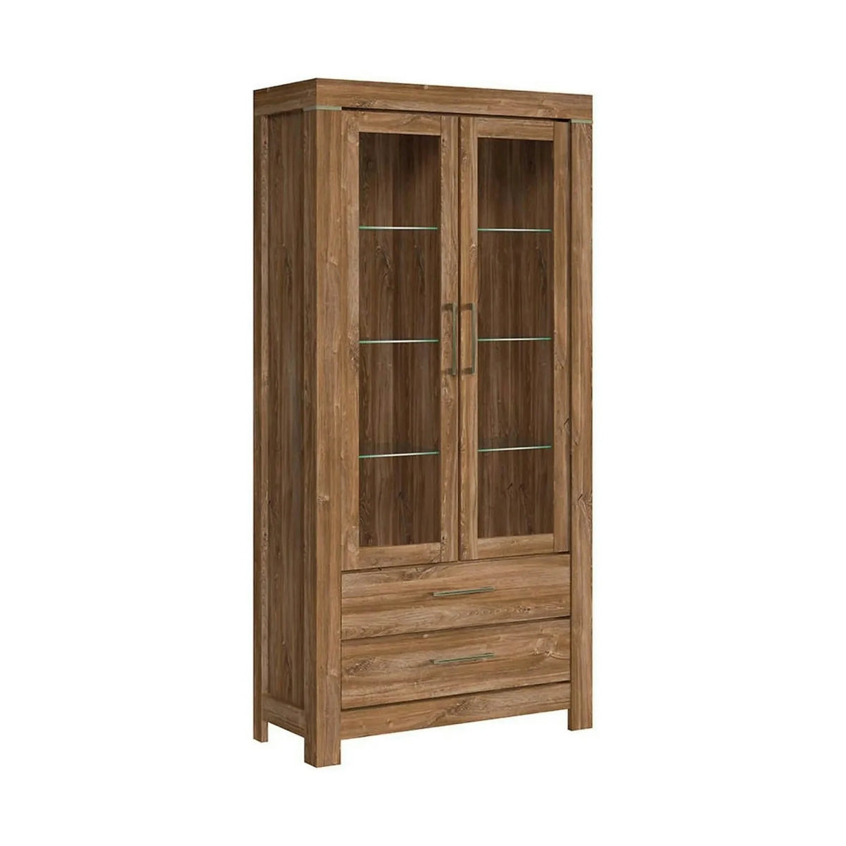 Vitrina GENT, stejar stirling, PAL laminat, cu iluminare LED, 98x42x201 cm