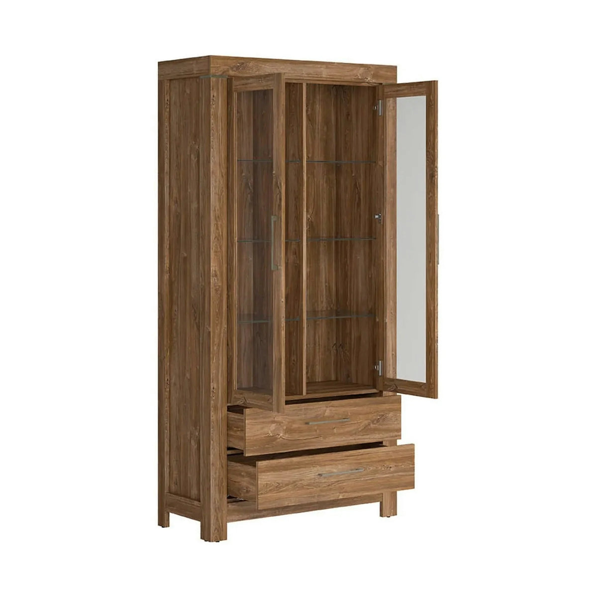 Vitrina GENT, stejar stirling, PAL laminat, cu iluminare LED, 98x42x201 cm