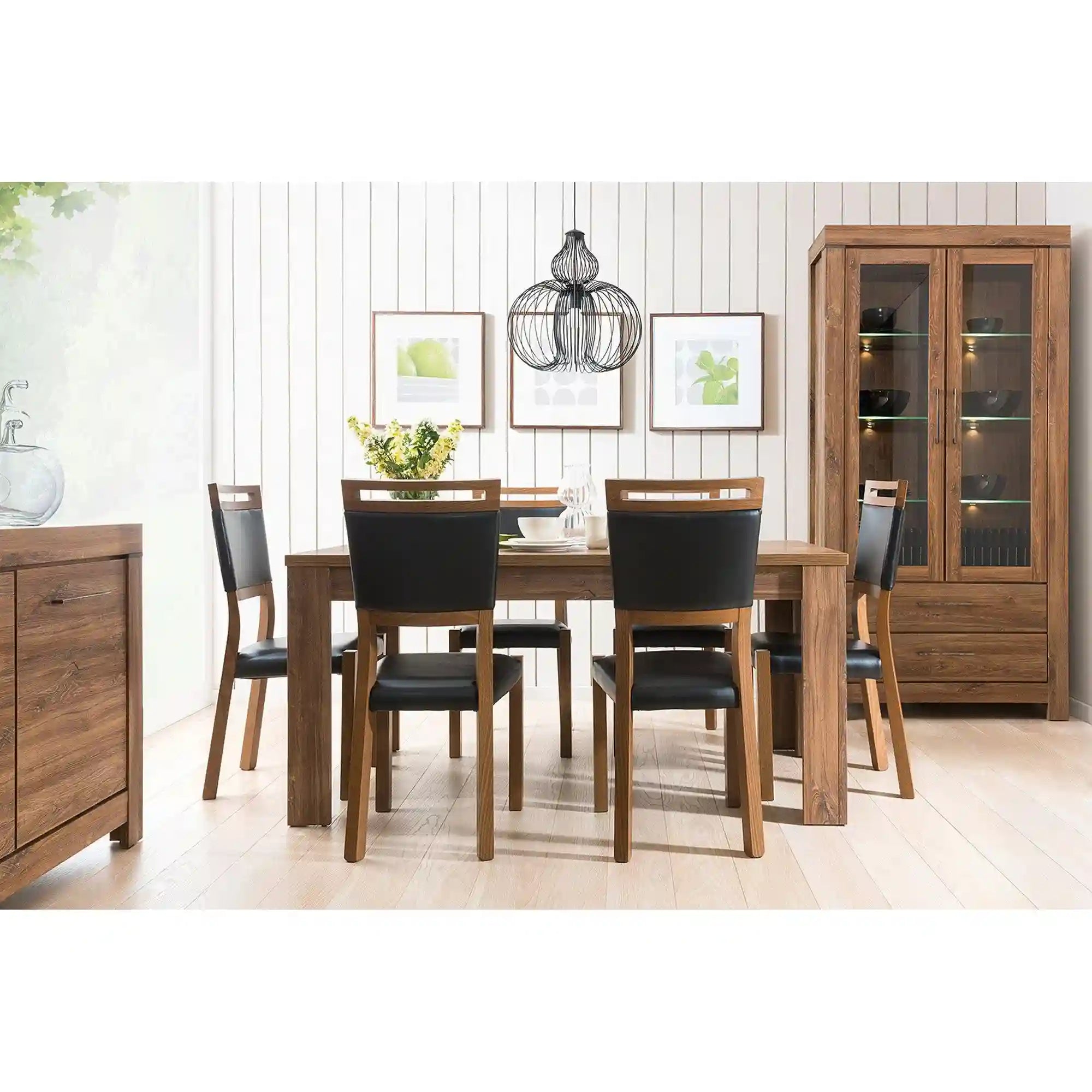 Vitrina GENT, stejar stirling, PAL laminat, cu iluminare LED, 98x42x201 cm