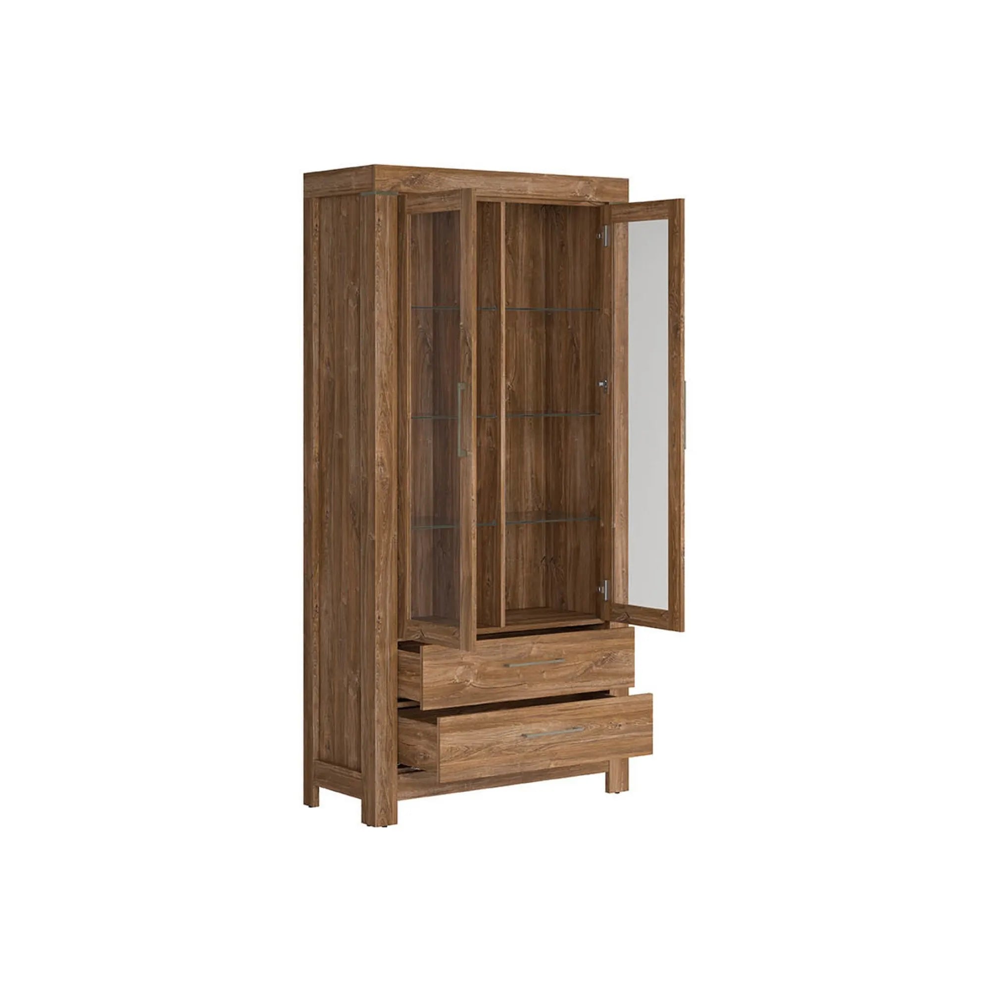 Vitrina GENT, stejar stirling, PAL laminat, cu iluminare LED, 98x42x201 cm